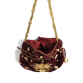 Handcraft Sequins Embroidery handwork Potli Bag for Girls & Women - Maroon