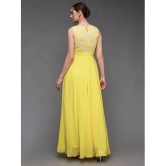 Miss Chase Polyester Self Design Full Length Womens Fit & Flare Dress - Yellow ( Pack of 1 ) - None