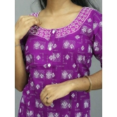 WOMEN COTTON NIGHTY-Cotton / Violet / Free size