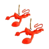 Divya Mantra Combo Of Two Orange Flying Hanuman Car Mirror Hangings DÃ©cor