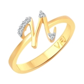 Vighnaharta Initial N Alphabet (CZ) Gold Plated Alloy Ring For Women - 11