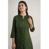 MAUKA - Green Rayon Womens Front Slit Kurti ( Pack of 1 ) - None