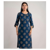 MAUKA - Blue Rayon Women's Straight Kurti ( Pack of 1 ) - None