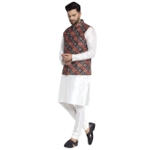 Banity Bey Men's Silk Blend White Kurta Pajama with Designer Ethnic Nehru Jacket/Modi Jacket/Waistcoat