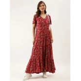 Divena Rayon Printed Full Length Womens Fit & Flare Dress - Maroon ( Pack of 1 ) - None