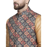 Banity Bey Men's Ethnic Wear Silk Blend Copper Kurta Pajama with Designer Ethnic Nehru Jacket/Modi Jacket/Waistcoat