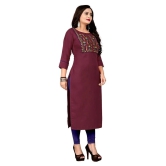 Lerkiza - Maroon Cotton Womens Straight Kurti ( Pack of 1 ) - XXL