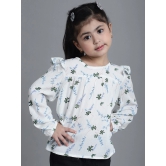 MINI & MING Girls Floral Printed Round Neck Puff Sleeves Pleated Blouson Top