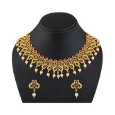 Asmitta Jewellery Zinc Golden Choker Traditional Gold Plated Necklaces Set - Golden