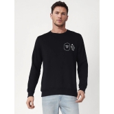 UrbanMark Men Regular Fit Printed Full Sleeves Round Neck Fleece Sweatshirt-Black - None