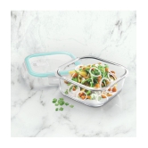 Treo By Milton Hi Borosilicate Clip Fresh Square Container, Set of 2, 800 ml Each, Transparent