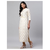 KSUT White Viscose Straight Kurti - XXL