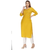 JC4U - Yellow Rayon Womens Straight Kurti ( Pack of 1 ) - None