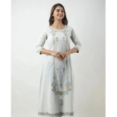 MAUKA - Silver Cotton Womens A-line Kurti ( Pack of 1 ) - None