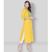 Divena - Yellow Cotton Blend Womens Front Slit Kurti - 3XL