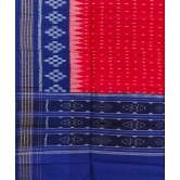 Red Blue Sambalpuri Handwoven Single Ikat Cotton Dupatta