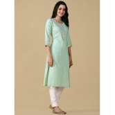 Glomee - Mint Green Cotton Blend Women's Straight Kurti ( Pack of 1 ) - None