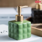 USHA SHRIRAM Ceramic Soap Dispenser Set, 220ml, Green, for Kitchen Sink/Bathroom.-USHA SHRIRAM Ceramic Soap & Lotion Dispenser Set, 220 ml, Green, for Kitchen Sink & Bathroom.