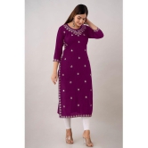 Kapadia - Magenta Rayon Womens Straight Kurti ( Pack of 1 ) - None