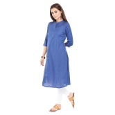 Alena - Blue Cotton Women''s Straight Kurti - S