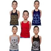 HAP Boy Printed Rib Vest / Pack of 5 /Innerwear Casual Wear Multicolored - None