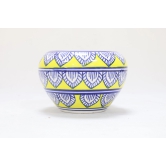 Khurja Pottery: Indoor Pot, Apple-Shaped, Medium (4 Inches) - Yellow