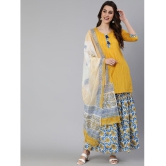 Antaran Cotton Printed Kurti With Palazzo Women''s Stitched Salwar Suit - Yellow ( Pack of 3 ) - None