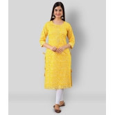 Lee Moda - Yellow Cotton Blend Womens Straight Kurti - L