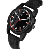 Septem Black Leather Analog Mens Watch