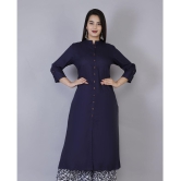 Doriya - Blue Rayon Women's Front Slit Kurti - None