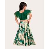 Girls Reyon cotton Stylish Digital Printed Stiched Lehenga choli (Ethnic Wear) For Kids Girls-Green / 6 Years-7 Years