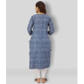 FABRR - Blue Cotton Women's Straight Kurti ( Pack of 1 ) - None