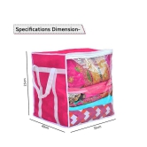 HOMETALES Non-Woven Saree Cover / Cloth Storage & Organizer with Transparent Window (Large, Pink)