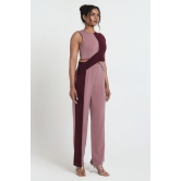 Skewed Formal Trousers-Wine Pink / L