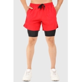 Fuaark Red Polyester Lycra Mens Gym Shorts ( Pack of 1 ) - None