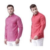 KLOSET By RIAG 100% Cotton Regular Fit Self Design Full Sleeves Men's Casual Shirt - Maroon ( Pack of 2 ) - None