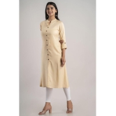 MAUKA - Cream Rayon Women''s Front Slit Kurti ( Pack of 1 ) - None