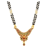 Asmitta Fancy Meenakari Work Gold Plated Matinee Style Mangalsutra For Women - Golden