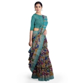 Turquoise Blue Tussar Silk Saree