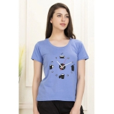 Clovia Cotton Night T-Shirt - Blue - None