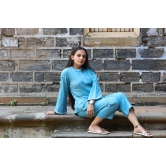 Diti Khadi Blue Top with Pant - m