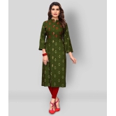 Vbuyz - Green Rayon Womens Front Slit Kurti ( Pack of 1 ) - XL