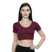 Vami Women's Cotton Stretchable Readymade Blouses - Dark Maroon M