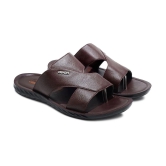 ASIAN Brown Mens Leather Slipper - None