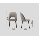 Dining Chair Black With Light Grey Fabric Finish-Grey