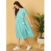 Antaran Cotton Printed Ankle Length Women's Fit & Flare Dress - Sea Green ( Pack of 1 ) - None