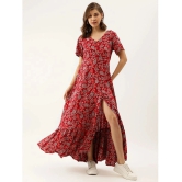 Divena Rayon Printed Full Length Womens Fit & Flare Dress - Maroon ( Pack of 1 ) - None