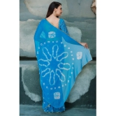 clafoutis Chiffon Dyed Saree Without Blouse Piece - SkyBlue ( Pack of 1 ) - SkyBlue