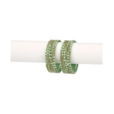 Party Glass Bangle Set Ornamented With Beads For Spaical Look (Pack Of 12 Green Shining & Attractive - None