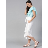 Women Off White & Peach-Coloured Ruffled Top with Layered Trousers